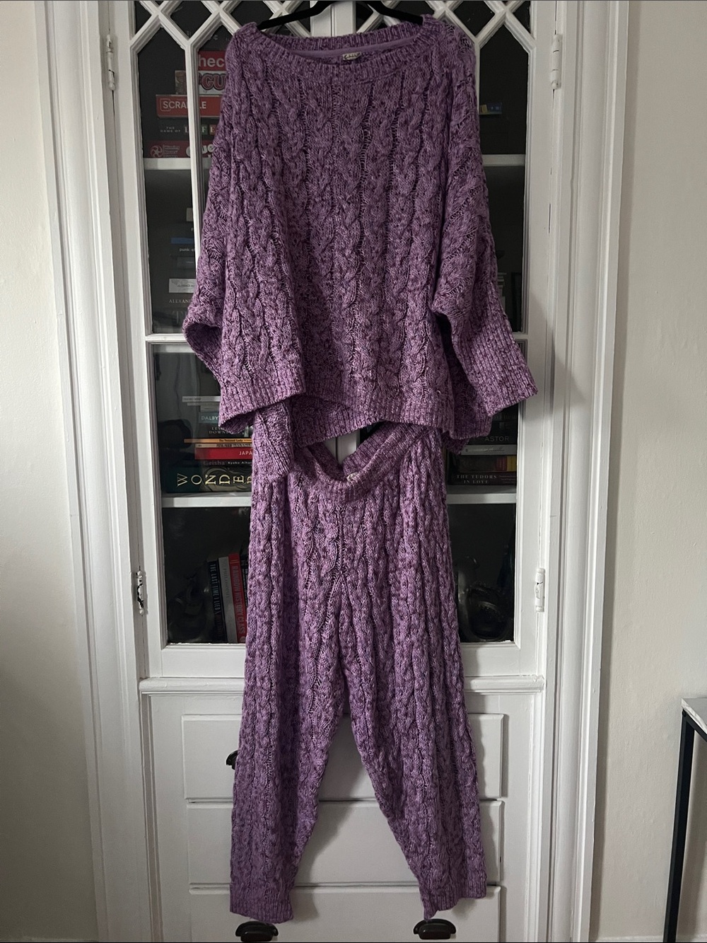 Free People Lavender Cable-Knit Jogger Set